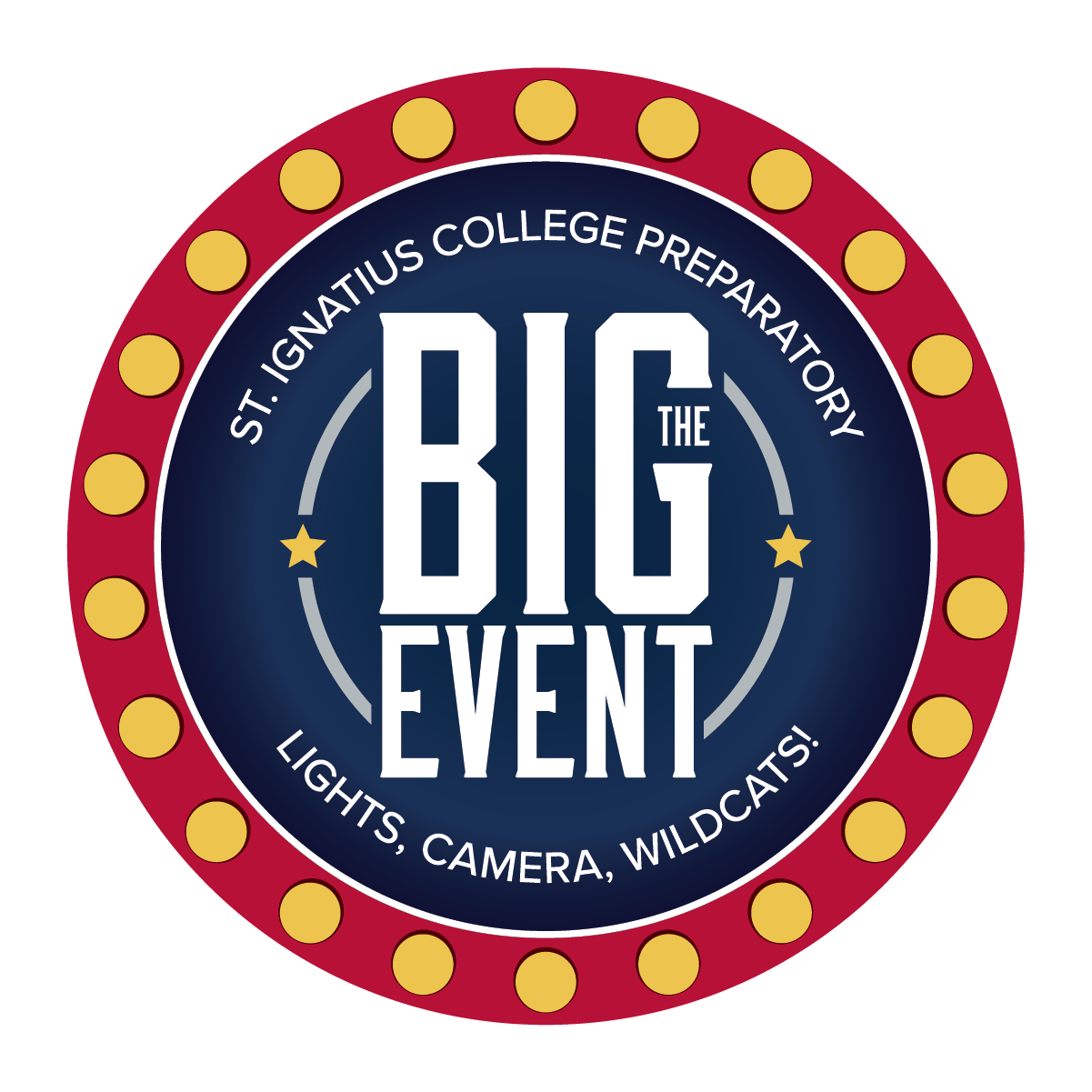 St. Ignatius College Preparatory's The Big Event Logo. "Lights, Camera, Wildcats!"